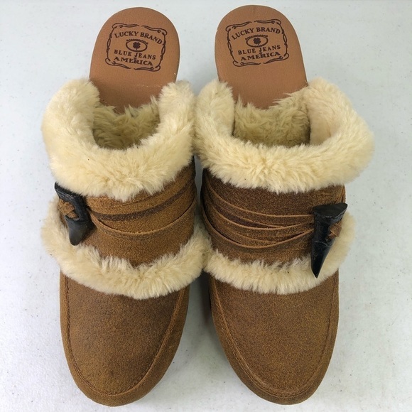 Lucky Brand Leather Mules with Faux Sherpa inside Size 8.5 - Picture 7 of 8